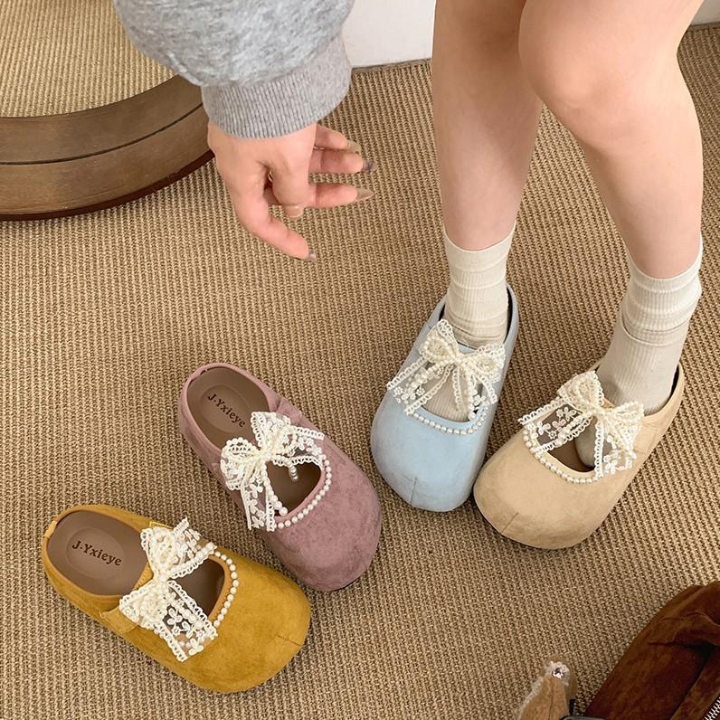 Pearl Temperament Fairy Style Platform Bag Head Slippers Female Summer Wear 2025 New Versatile Height Increase Half Drag Birkenstocks