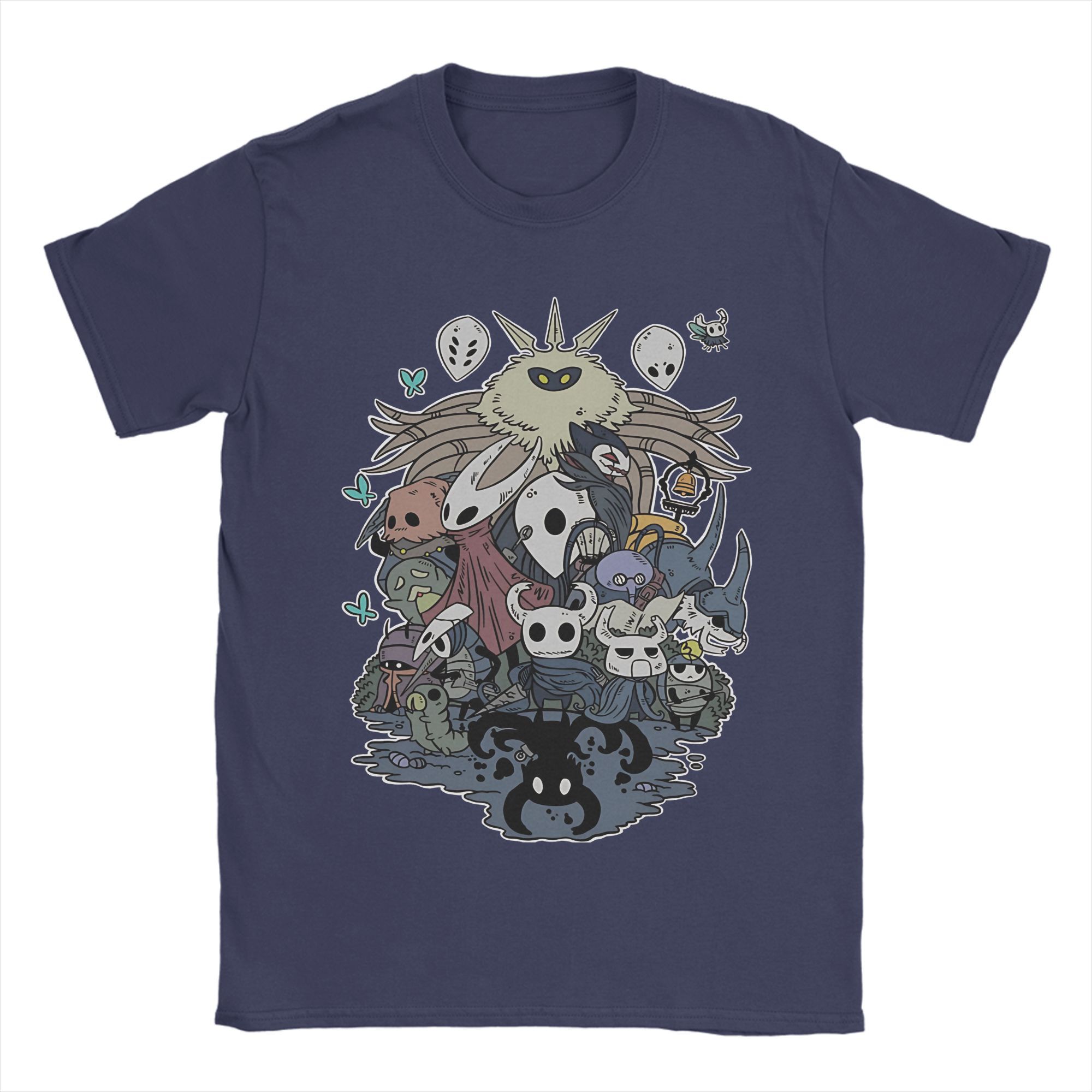 

Hollow Knight Party T Shirts for Men Pure Cotton Funny T-Shirt Crew Neck Tees Short Sleeve Clothing Adult 4XL