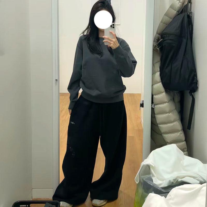 VIONA Y2K Streetwear Grå Sweatpants Dam Koreanska Överdimensionerade Lösa Allt-Match Sportsbyxor Hög Midja Dragsko Avslappnade Vida Byxor