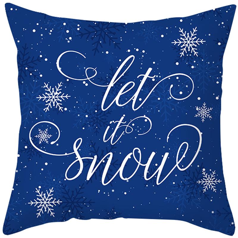 Home Decoration Christmas Blue Printing Poly Poems Pillow Set Nordic Modern New Year Decoration Cushion Set Funda De Almohada