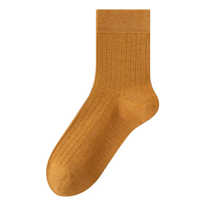 

Женские весенне-осенние самонагревающиеся и согревающие хлопковые носки до середины икры, полосатые длинные носки, бесшовные теплые носки для осени и зимы 1 pair имбирный