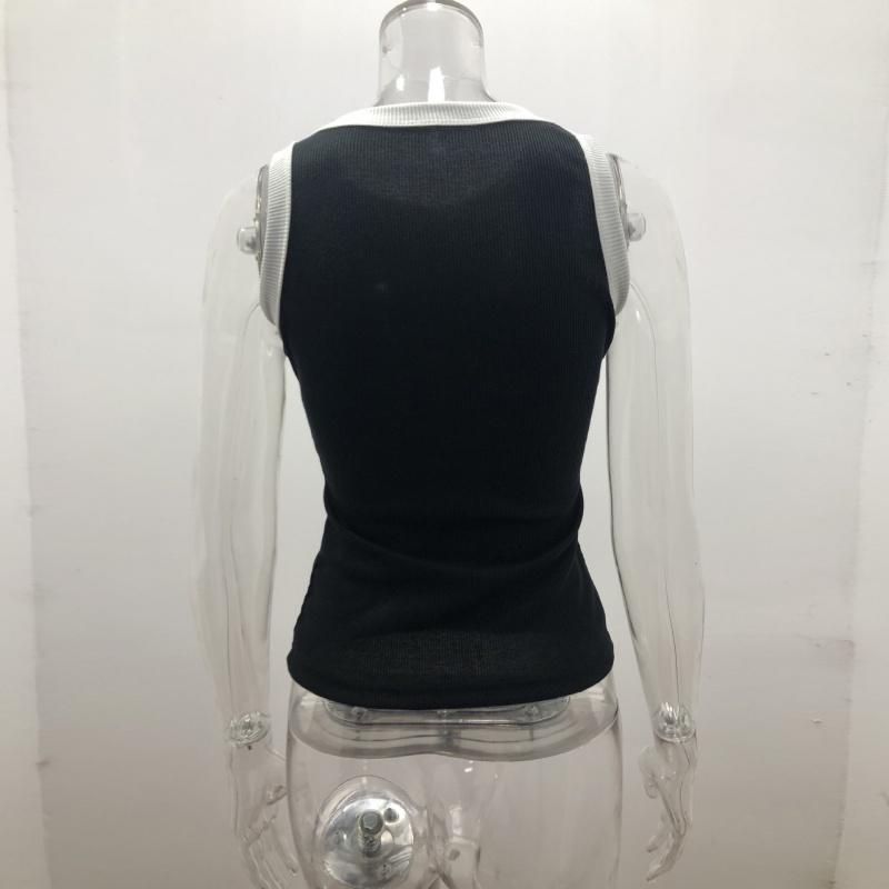 Solid Color Inner Cloth Women Top Sleeveless Close-Fitting Round Neck Vest