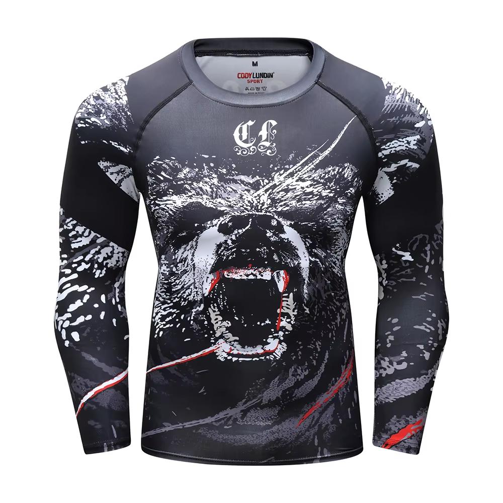 Fight Workout Mma Men'S Long Sleeve MMA Compression T-Shirt Men Boxing Rashguard Blank Bjj Rash Guard Sportswear Tees