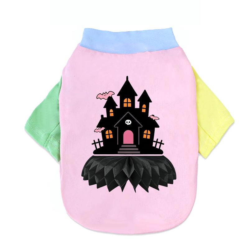 1 Pc Halloween Pet Shirts Cute Ghost Pumpkin Print T‑Shirt Cats & Dogs Costume Festival Apparel For Party Cosplay