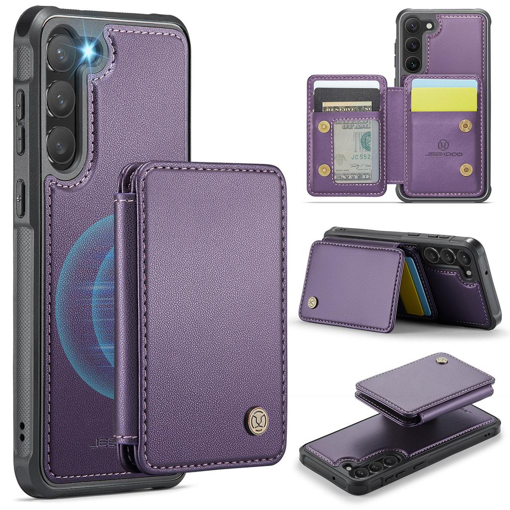 JEEHOOD J05 For Samsung Galaxy S23 Case Leather Mobile Cover with Detachable Magnetic Card Bag