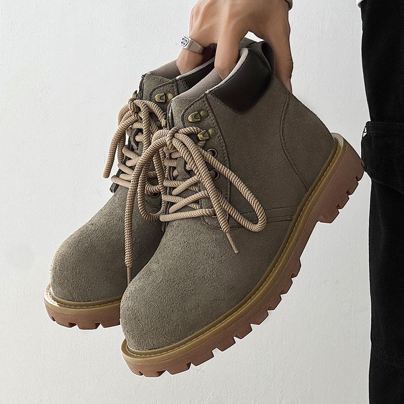 Herrenstiefel, High-Top-Stiefel, Herrenlederschuhe, Modische Wanderstiefel für Frühling und Herbst, Outdoor-Sportschuhe, Rutschfeste Stiefel