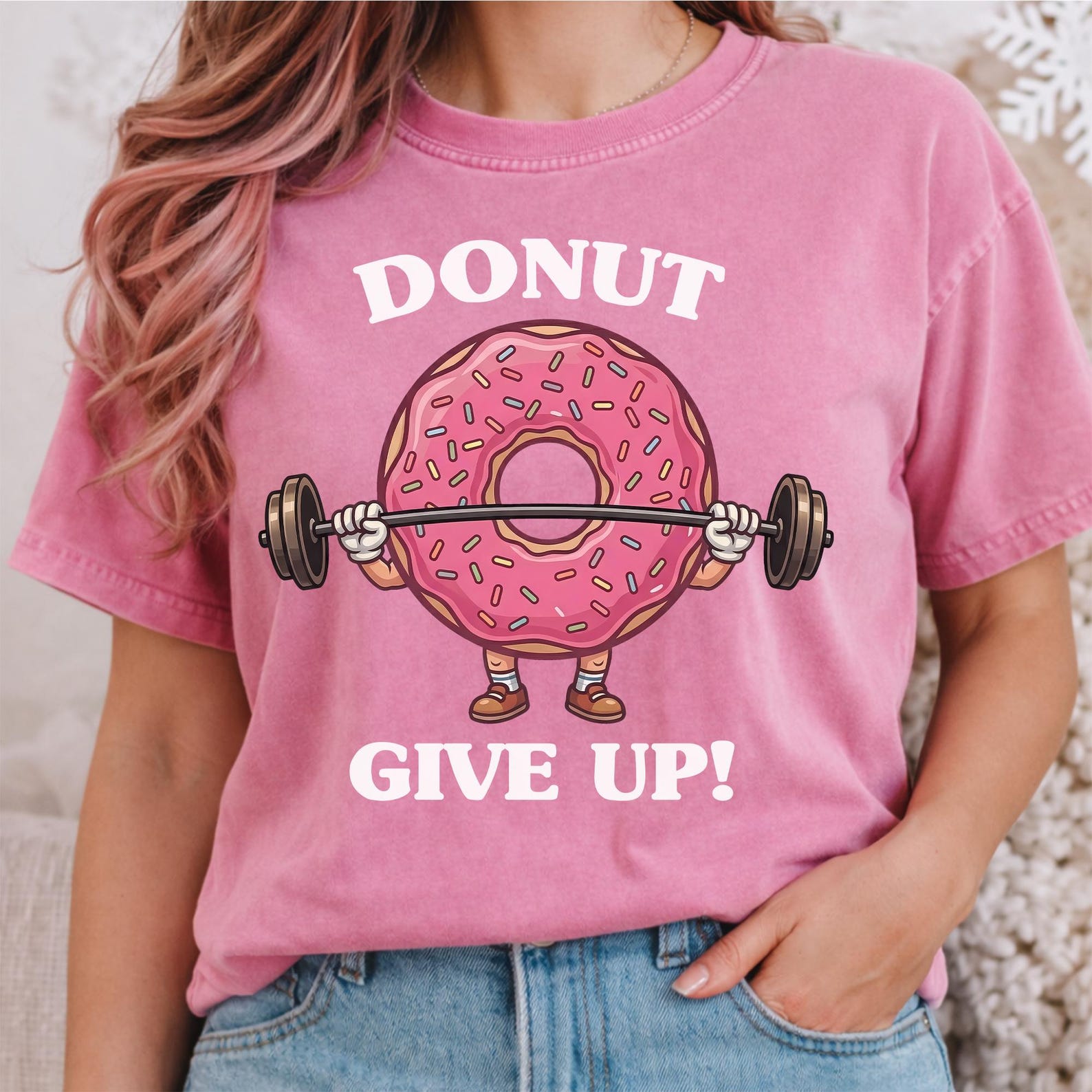 Donut Give Up T-Shirt, Funny Workout Meme Tee, Vintage Weightlifting Gym Gift S