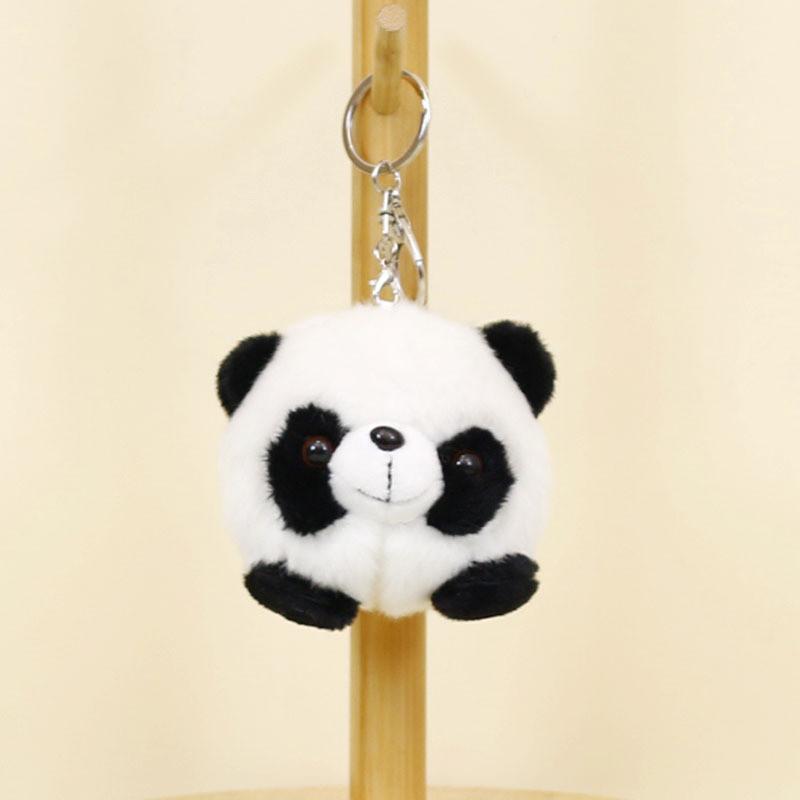 Cute Panda Plush Keychain Charming Couple Bag Ornament Short Plush Toy Gift