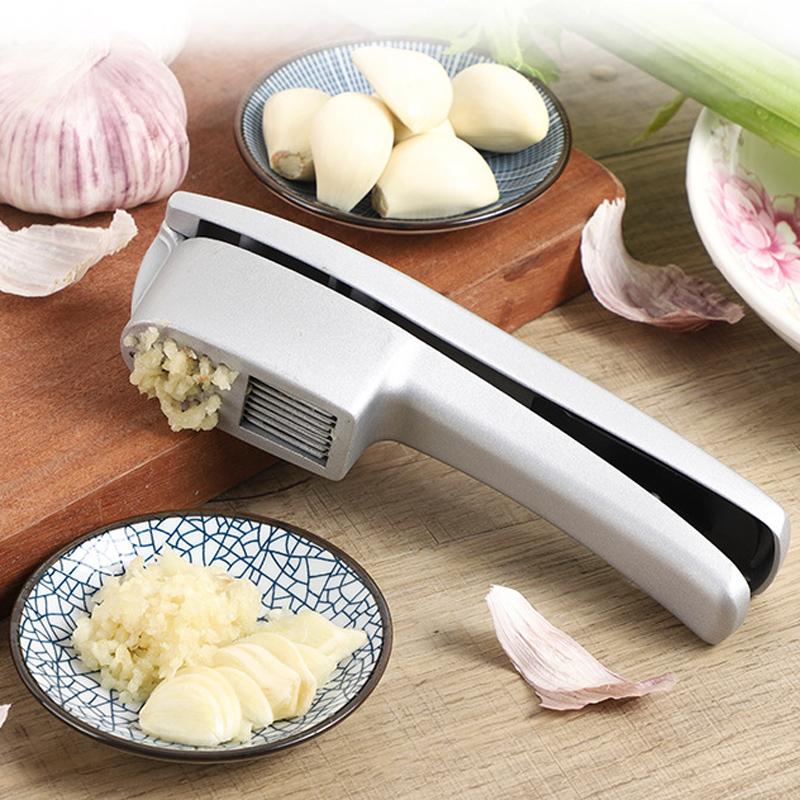 Garlic Press Slicer Aluminum Alloy Garlic Crusher Mincer Manual Presser Dual-Function Garlic Tools Kitchen Gadget Accessories