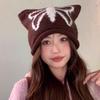 Autumn And Winter  Cute Cat Ear Knitted Wool Hat Women'S Warm Ear Protection