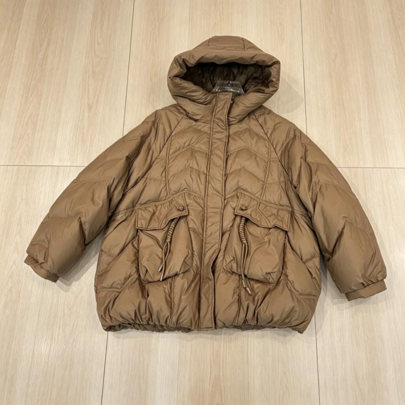 Womens Warm Hooded Down Jacket With Large Pockets Button Decor 2026 Fall Winter Loose Fit