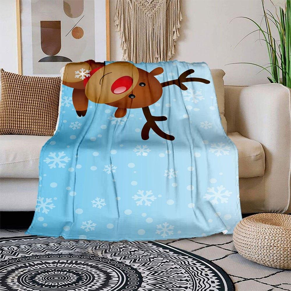 

Christmas Reindeer Greeting CardBlanket Flannel Throw Blanket for Sofa, Bed, Travel, Camping, Office, Couch, Chair, And Bed Gift for Christm 150x180cm