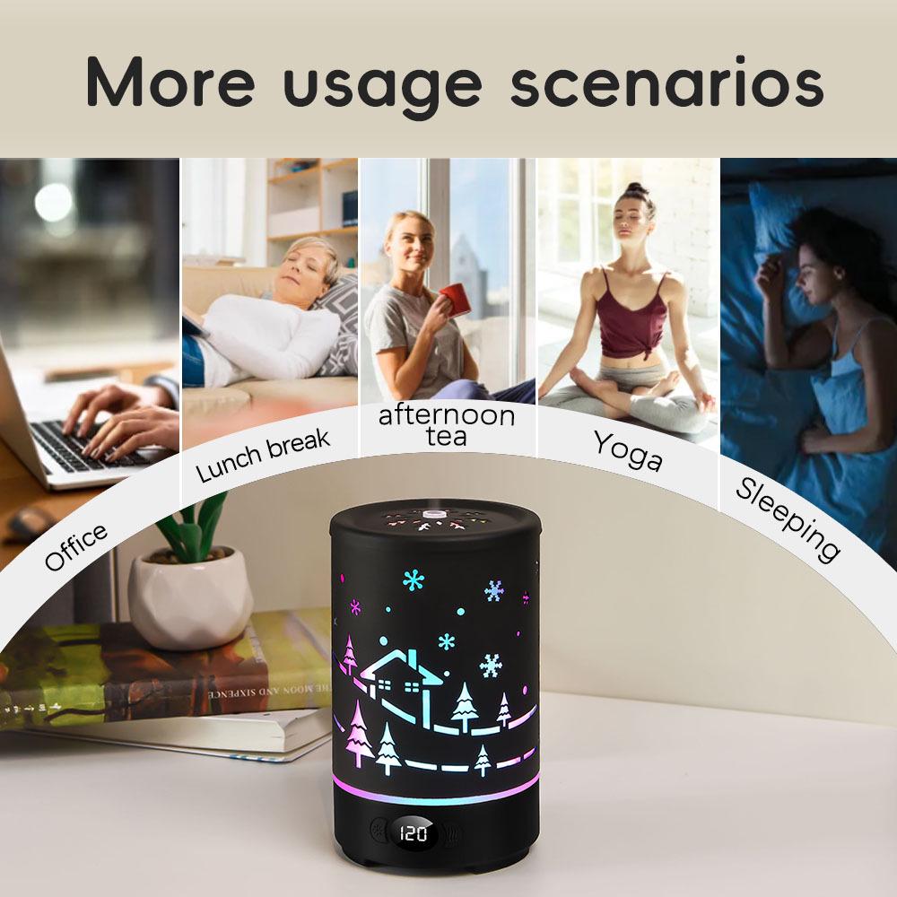 USB Desktop Aroma Diffuser with Flame Effect, Large Mist Humidifier, RGB Ambient Light - Ideal for Hotels & Commercial Spaces