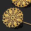 5pcs 25mm Brooch Filigree Flower Pin Base Boutonniere Hollow Out Stick Base Setting Lapel Brooch for Wedding Jewelry Making DIY