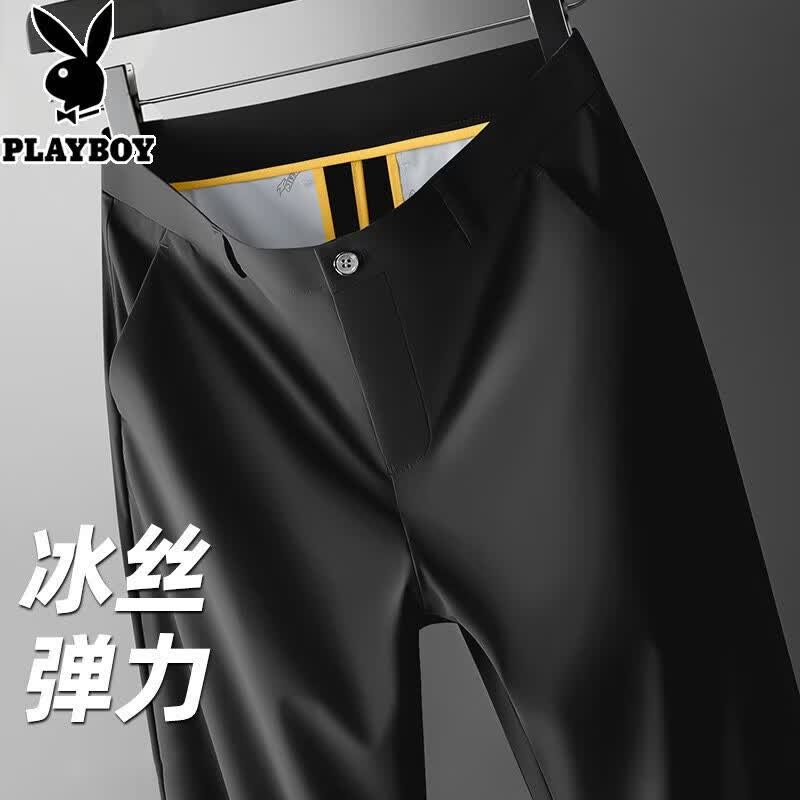 PLAYBOY Men s Ice Silk Loose Straight Casual Pants 38