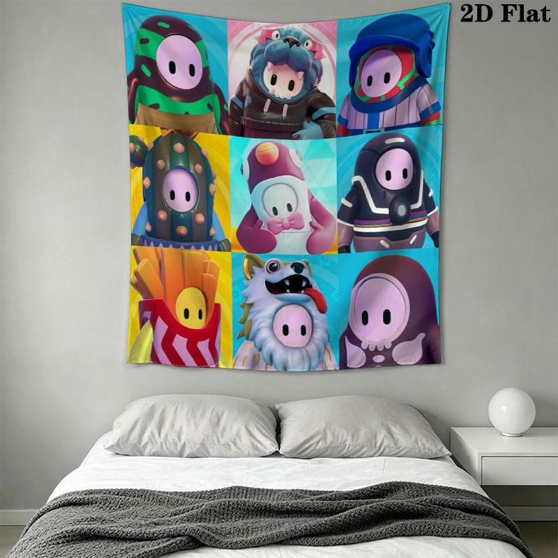 Fall Guys Wall Tapestry Aesthetic Wall Hanging Printed Fabric Blanket Decorative Tapestries for Bedroom Living Room Home Decor