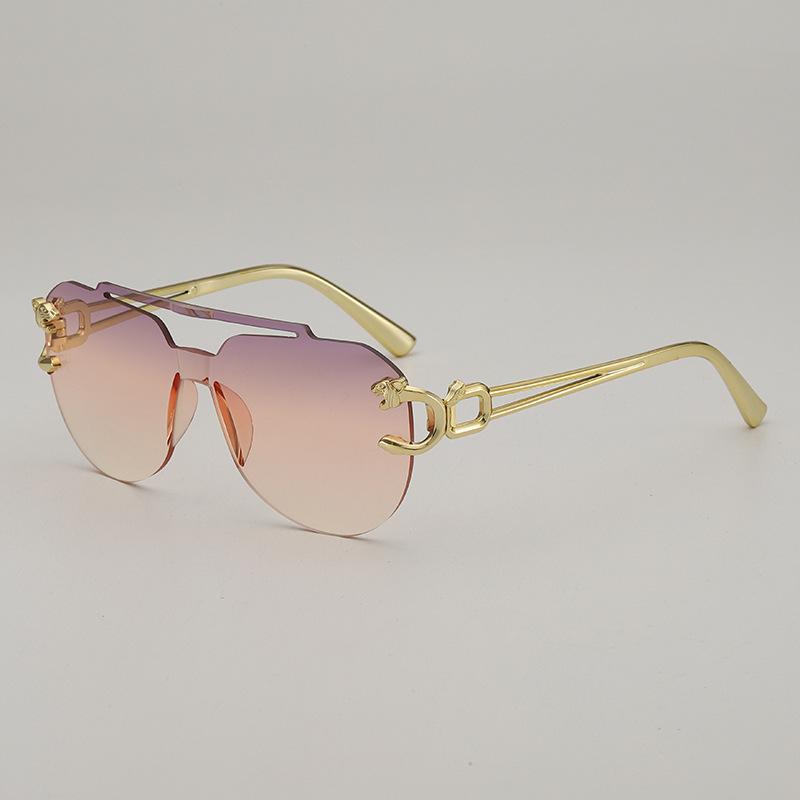 JYL TS Rimless Sunglasses With Leopard Head UV Protection Style 116