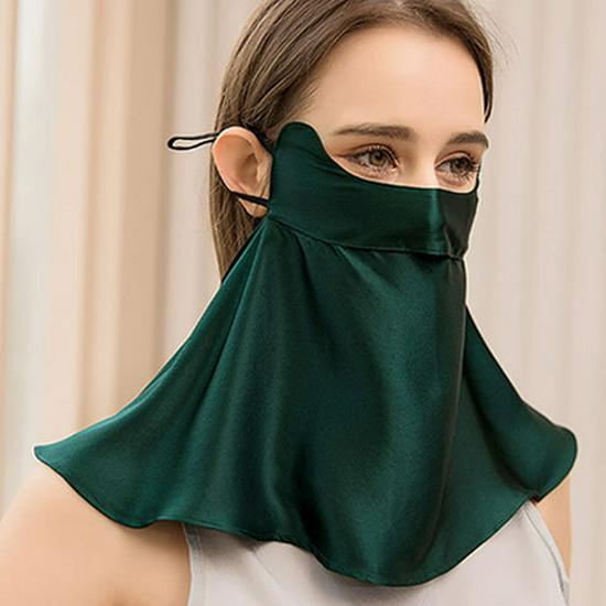 Mulberry Silk Facekini: Full Face & Neck UV and Smoke Protection Mask for Women