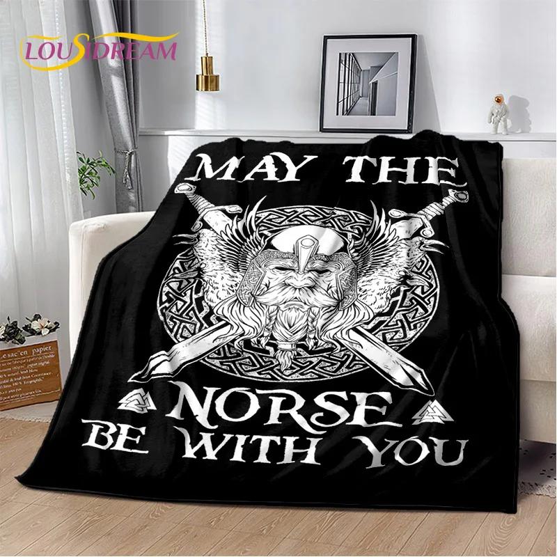 3D Viking Odin Valhalla Nordic Mythology Cartoon Blanket,Soft Throw Blanket for Home Bedroom Bed Sofa Picnic Office Travel Cover