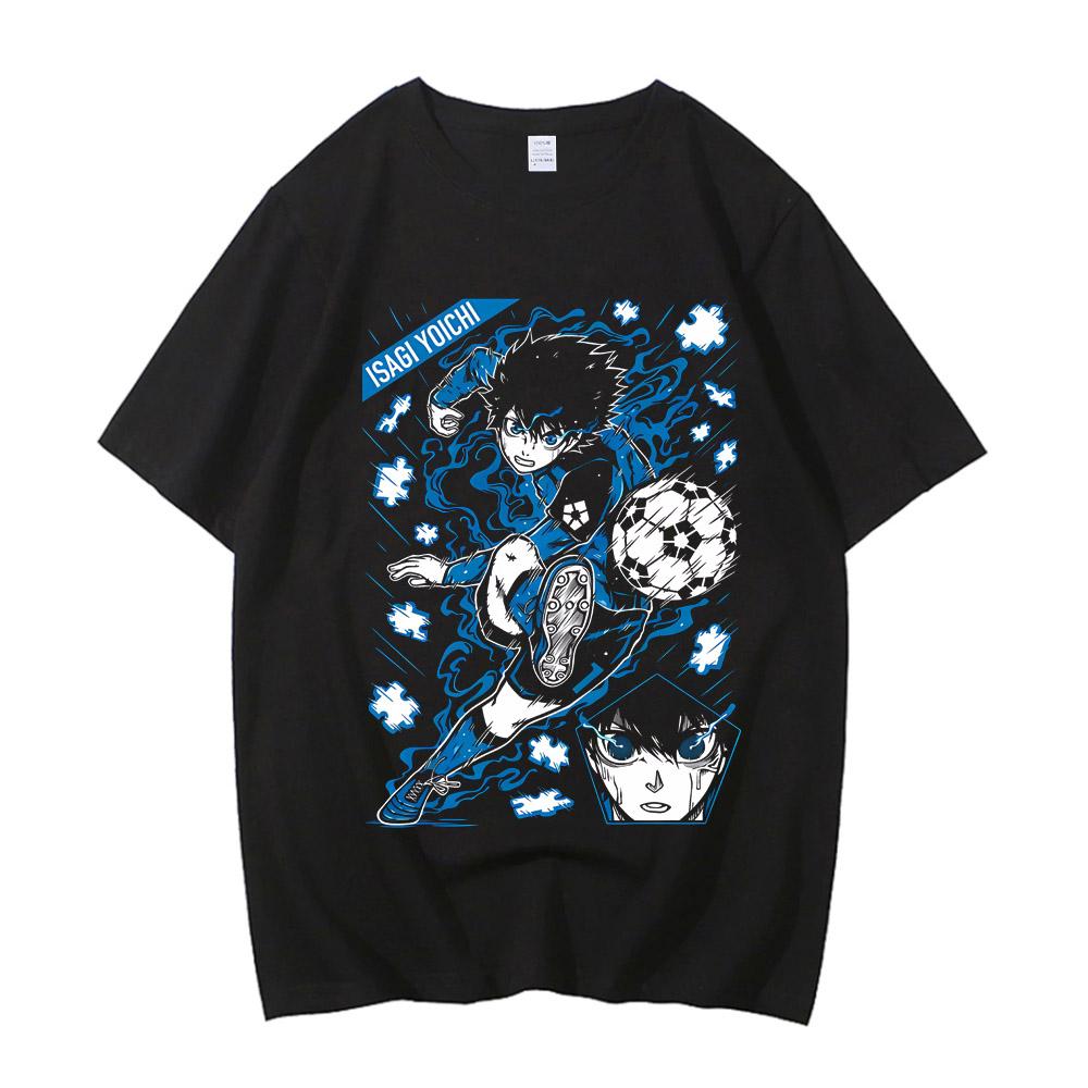BLUE LOCK Yoichi Isagi Manga Shirt Retro Hip Hop Unisex T-Shirt Streetwear Graphic T Shirt Cotton High Quality Short Sleeve Tops