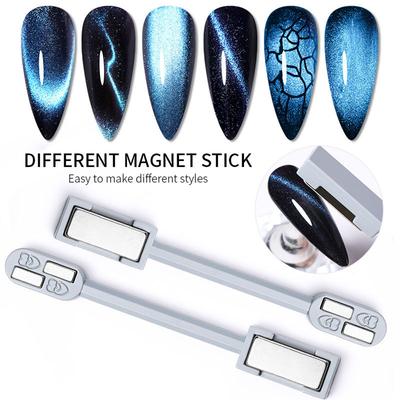 Dvouhlavá magnetická tyčinka na nehty s kočičím magnetickým 3D efektem liniového proužku, silná magnetická deska, magnetický gelový lak na nehty, nástroj pro zdobení nehtů