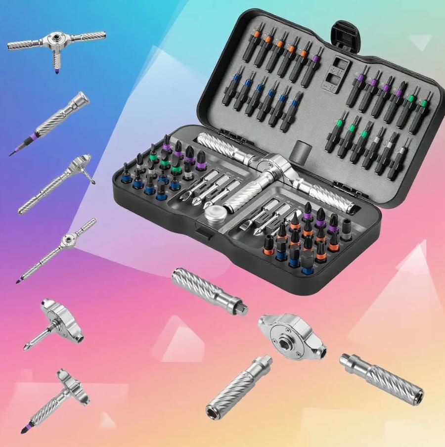 VMAN Precision 66in1 magnetic ratchet screwdriver set Detachable T-handle magneticizer Fix furniture, electronics & bicycle