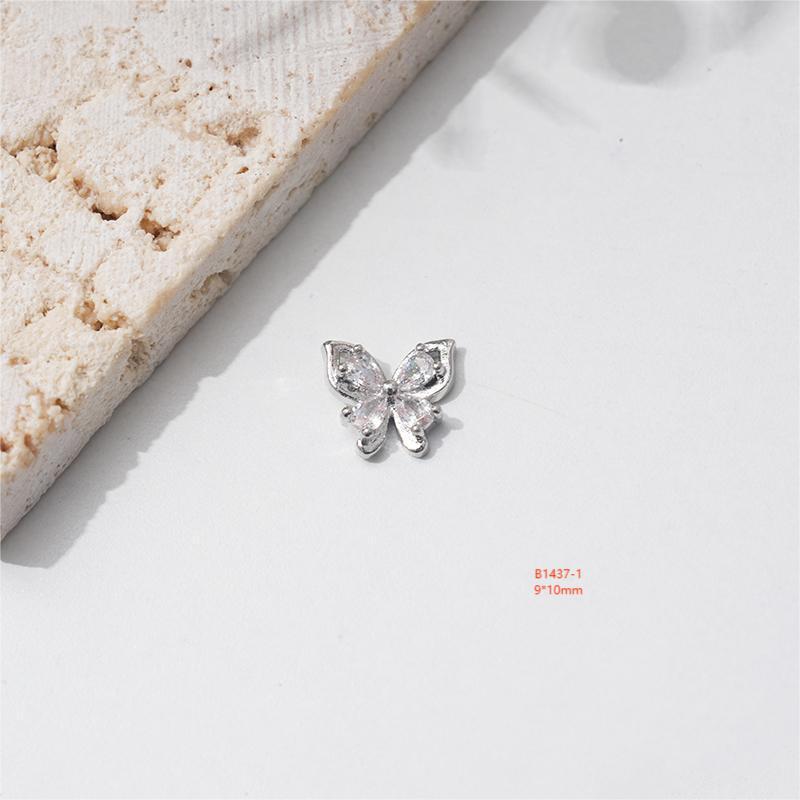 LZ16 Luxury Metal Butterfly Zircon Nail Jewelry