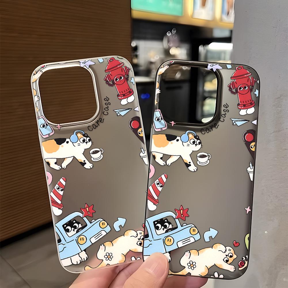 Mobile Phone Cases for iPhone 11 13 15 Pro Max 12 14 Pro Max Case iPhone 16 15 Plus 13 Pro 12 Mini 13 Mini Frosted Texture Painted Cartoon Flowers