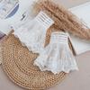 Sweet Floral Stretch Wrist Lace Horn Cuffs Detachable Shirt Fake Sleeves Wristband False Cuffs White