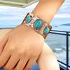 Multi Type Inlaid Imitation Turquoise Alloy Cuff Bracelet for Women New Fashion Bohemian C Shape Open Bangle Jewelry Accessories