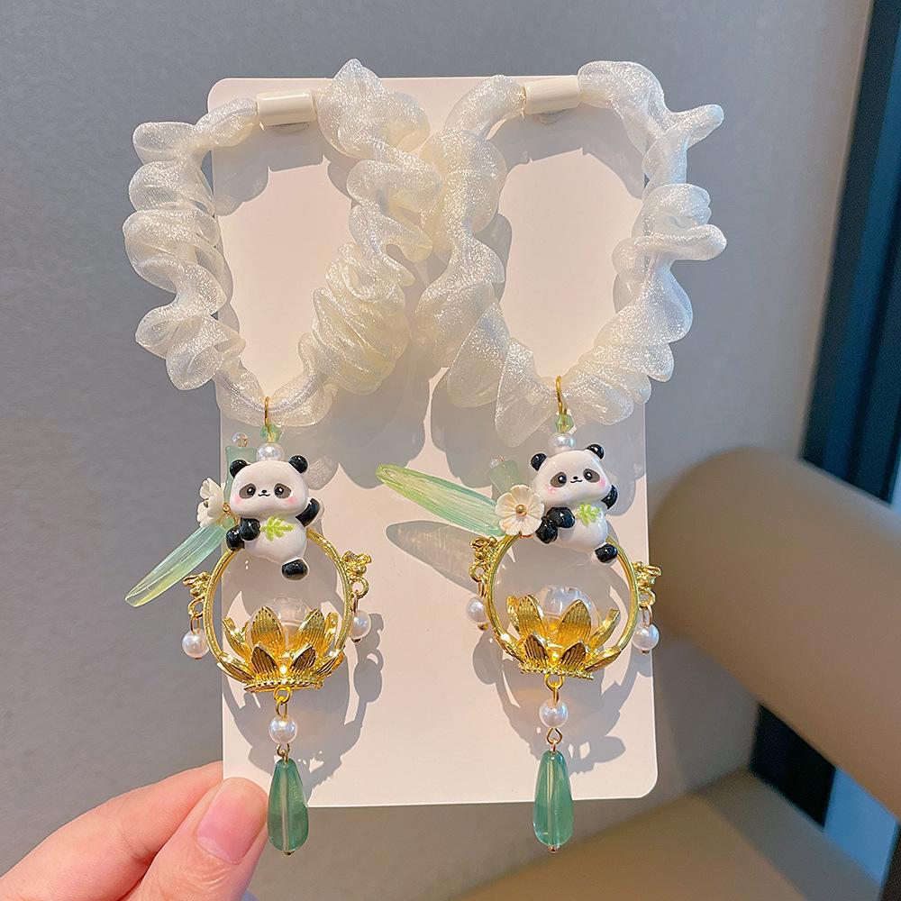 Nezha Panda Christmas Hair Ties & Headbands for Girls - No Damage Cartoon Hair Accessories