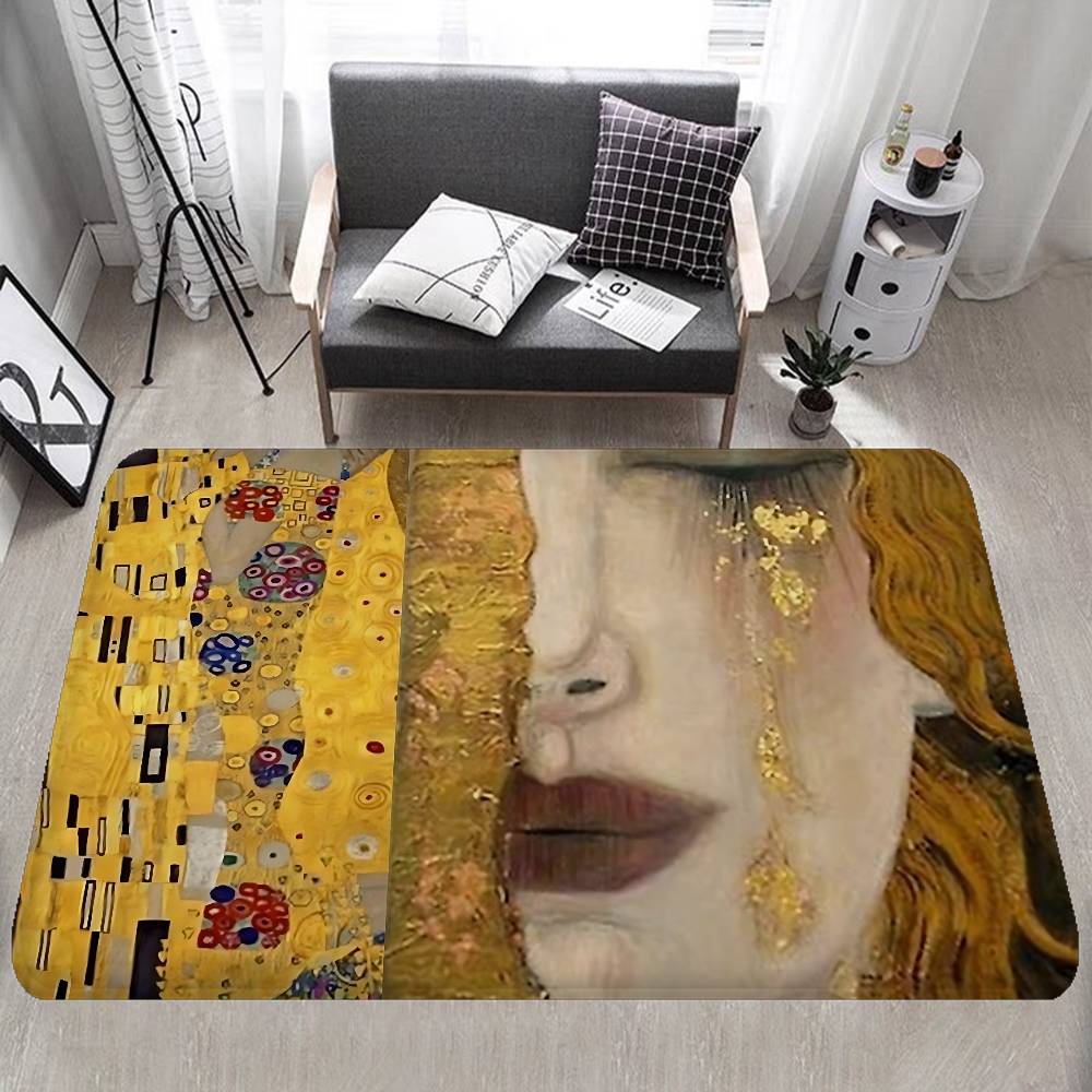 Gustav Klimt The Kiss Floor Mat Rectangle Anti-slip Home Soft Badmat Front Door Indoor Outdoor Mat Welcome Doormat