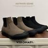[Autumn Winter Chelsea Boots Men Women Genuine Leather Ankle Boots Couple Motorcycle Casual Shoes]