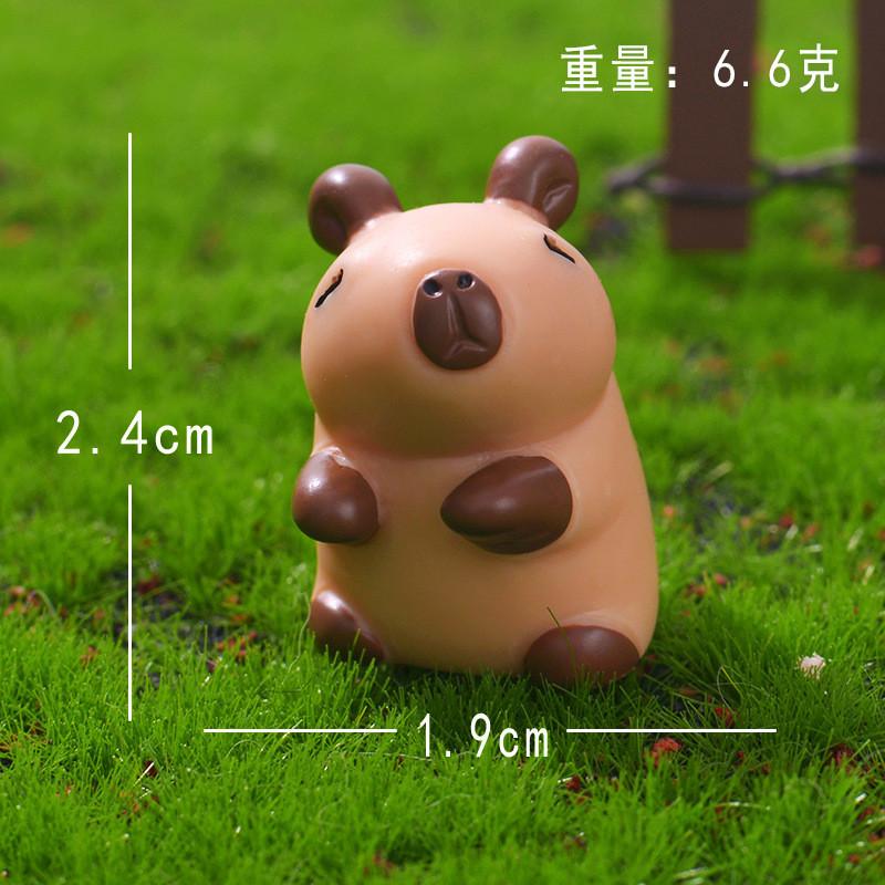 7Pcs/set Cartoon Mini Capybara Animal Miniatures Diy Resin Mini Figures Fairy Garden Decoration Moss Terrarium Micro Landscape