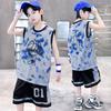 Boys Summer Quick Dry Basketball Vest Suit 5-14 Years Fashion Sleeveless T-shirt + Shorts 2-piece Kids Thin Sports Set