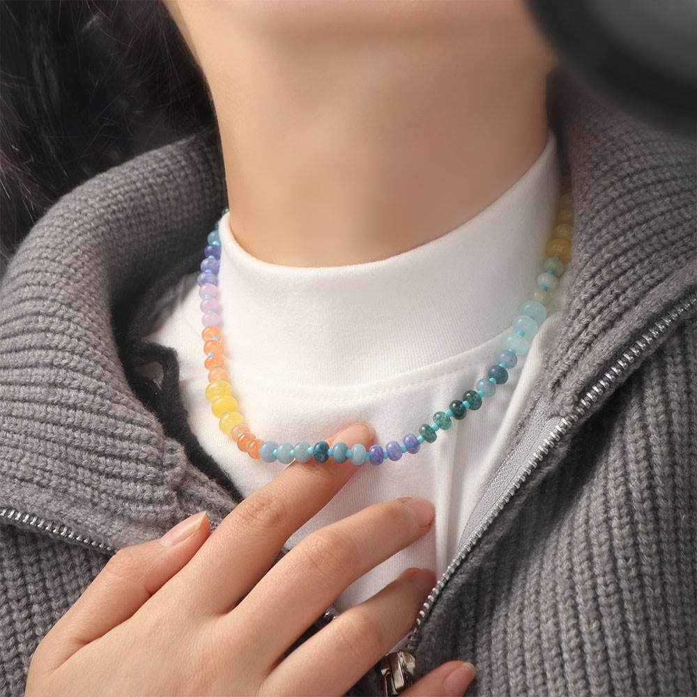 Bohemian Style Neck Choker Colorful Rainbow Necklace Fashion Women's Beaded Necklace  Beach