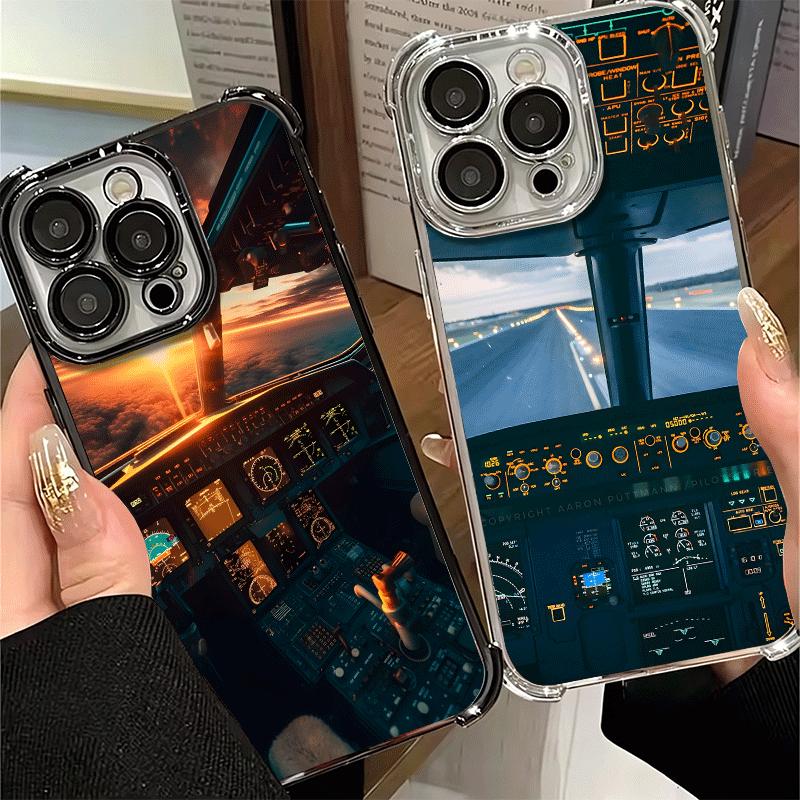 Aviation Aeroplane Pilot Cockpit Plating Phone Case For Xiaomi Poco X5 X6 X7 X8 Pro Max F8 Ultra F7 M8 M7 M5S Redmi 15C 15 14C 1