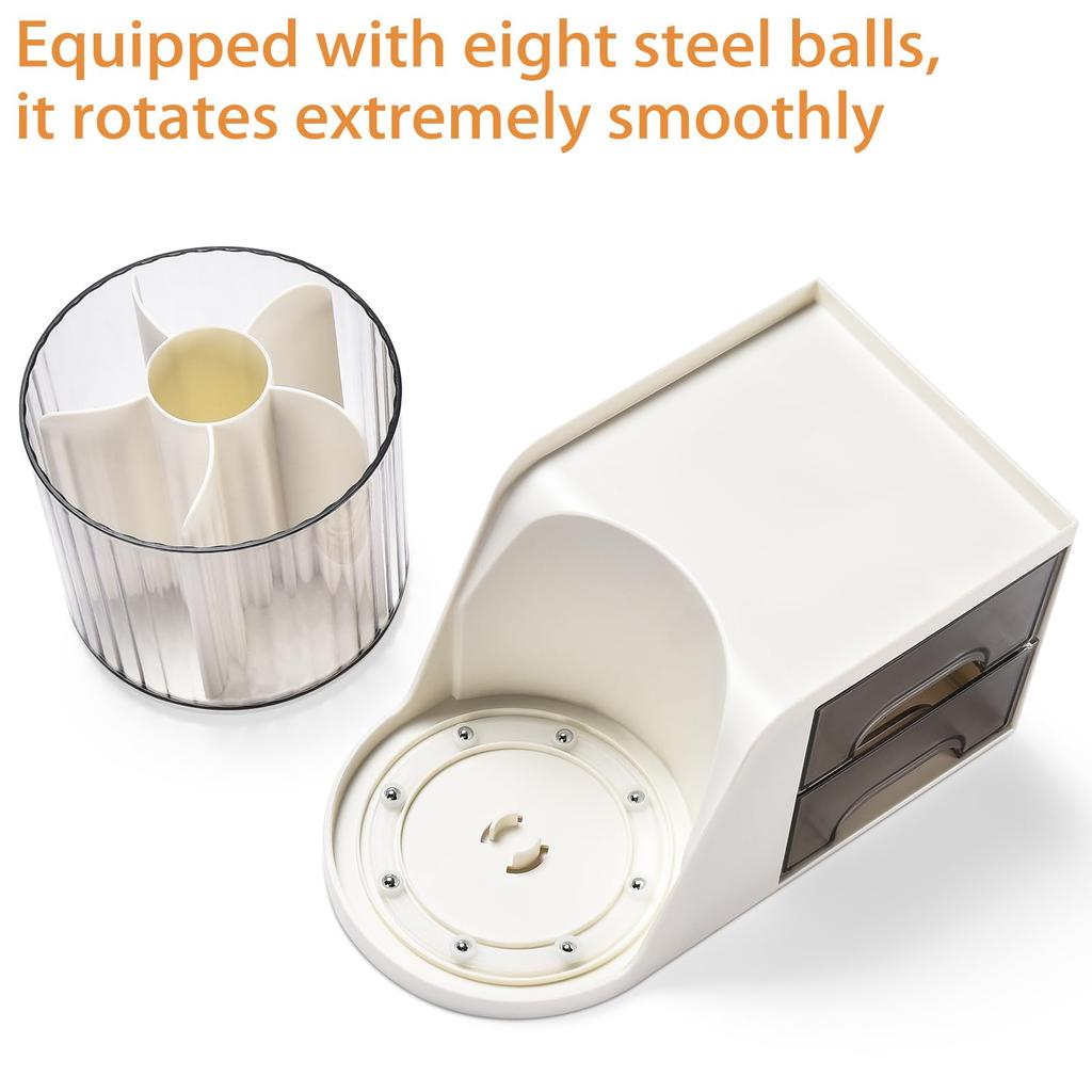 1pc Desk Organizer with 2 Drawer, Rotating Pen Holder for Desk, Desk Organizers and Accessories for Office Home Art Supplies