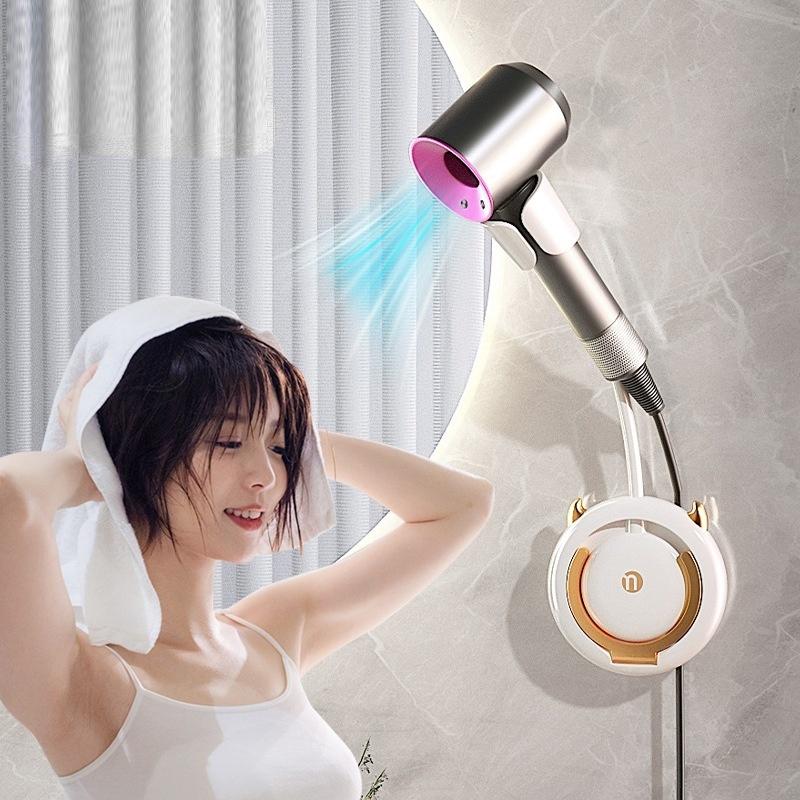 Adjustable Hair Dryer Bracket In Bathroom Non Perforated Wall Mounted Hair Dryer Storage Rackbathroom Organizer And Storage Rack
