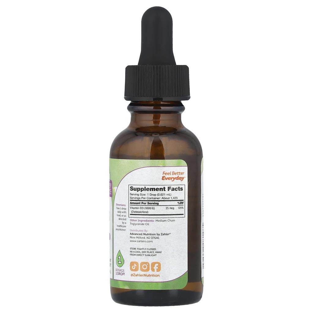 Vitamin D3, Advanced D3 Formula, 25Mcg(1,000Iu), 30Ml(1Fl Oz)