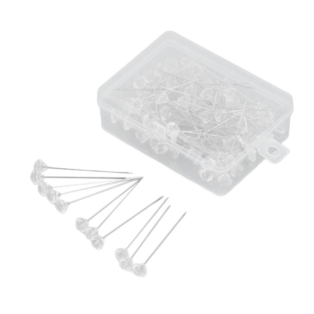 300Pcs Clear Crystal Rhinestone Head Pins Straight Shank Floral Wedding Pins Bouquet Decoration