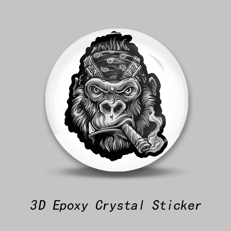 3D Creative Epoxy Dome Car Sticker Gorilla Gorilla Smoking Gorilla with Glasses PVC Car Motorcycle Helmet Laptop Vinyl Decal