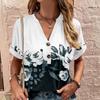 Women's T-Shirt Summer V-Neck T Shirt for Women Daily Fashion Short Sleeve Casual T-Shirt 3d Print Female Clothes