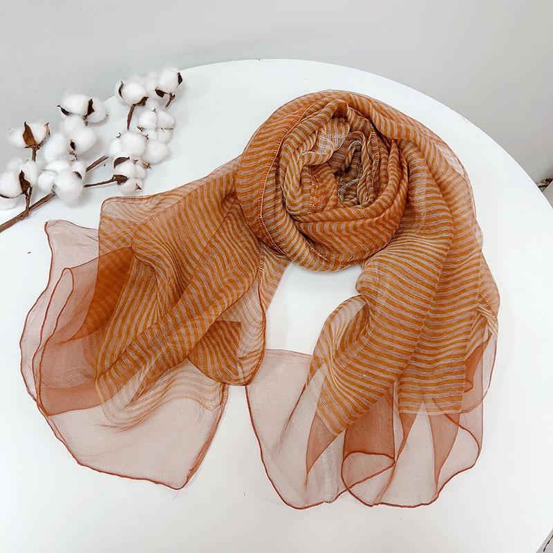 Double Layer Silk Wool Scarf Spring and Autumn Thin Pure Silk Neck Guard New Shawl Solid Color Wool Silk Scarf