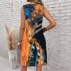 Plus Size V Neck Sleeveless Quiet Bamboo Grove Scenic Print For Leisure Holiday Trip