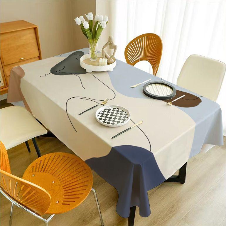 

Minimally Geometric Line Printed Table Pad Short Plush Material Dining Tables Cloth Wear Resistant Easy To Maintain Desk Mat tablecloth 60x40cm
