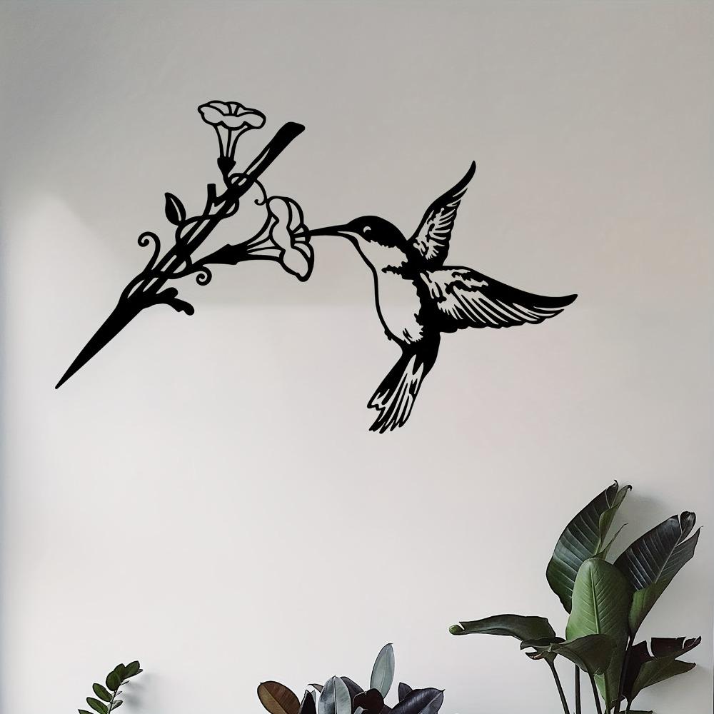 Metal Wall Art Hummingbird Flower, Rust-Resistant Mural for Nature Decor, New Year Easter Gift for Home, 1pc