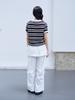 THE GREEN LAB Striped Polo Neck Short Sleeve Knit [Black]