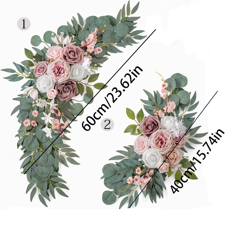 Artificial Wedding Arch Flowers Kit Boho Dusty Rose Blue Eucalyptus Garland Drapes for Wedding Decorations Welcome Sign