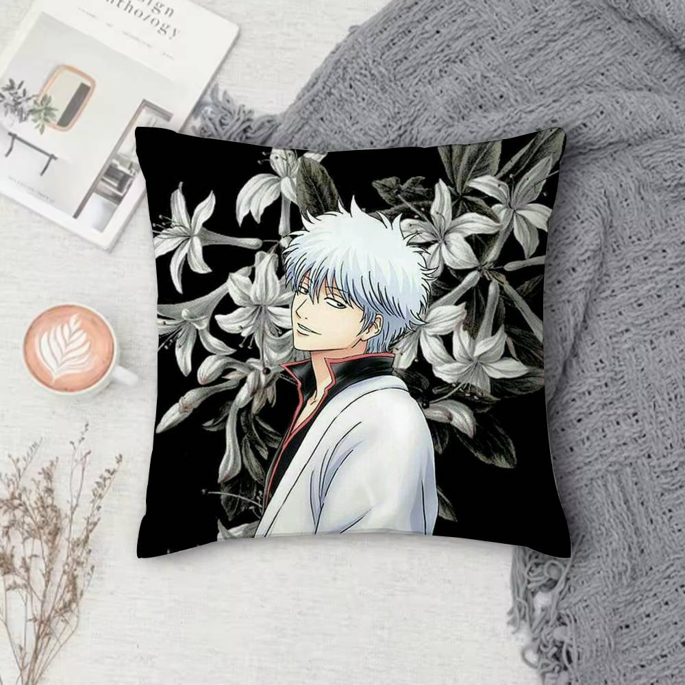 GGintama Anime  Doublesided Printed Square Pillow Cover Decorative Cushion Cover for Sofa Bedroom Bedside